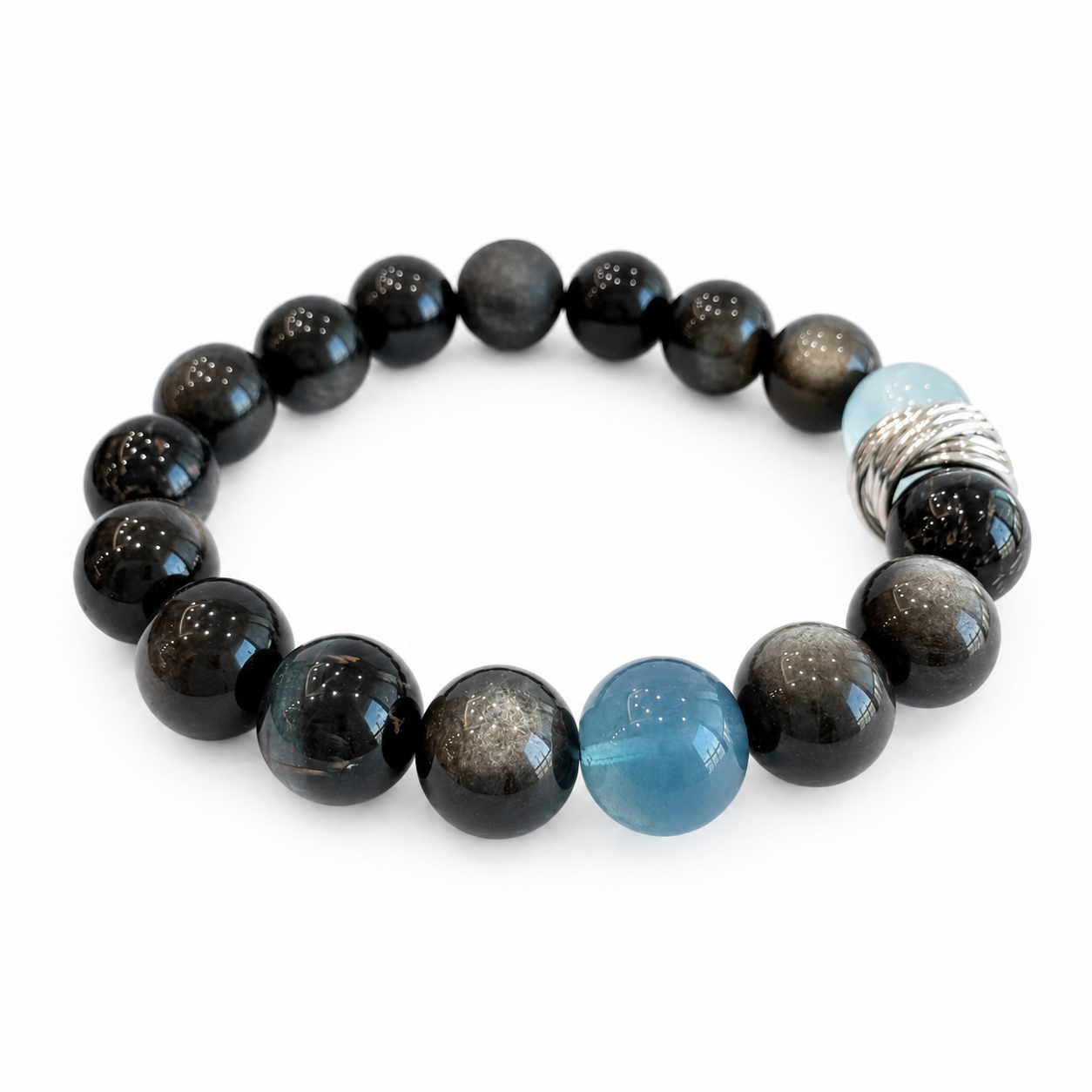 Water Element NFC Obsidian Bracelet for Men | Blue Tiger Eye - Image 4
