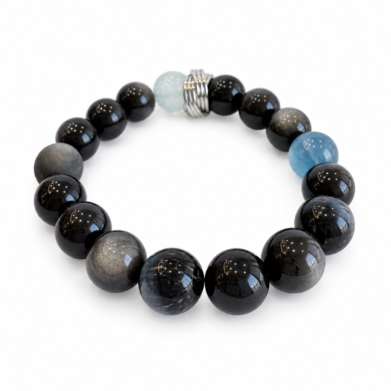 Water Element NFC Obsidian Bracelet for Men | Blue Tiger Eye - Image 5