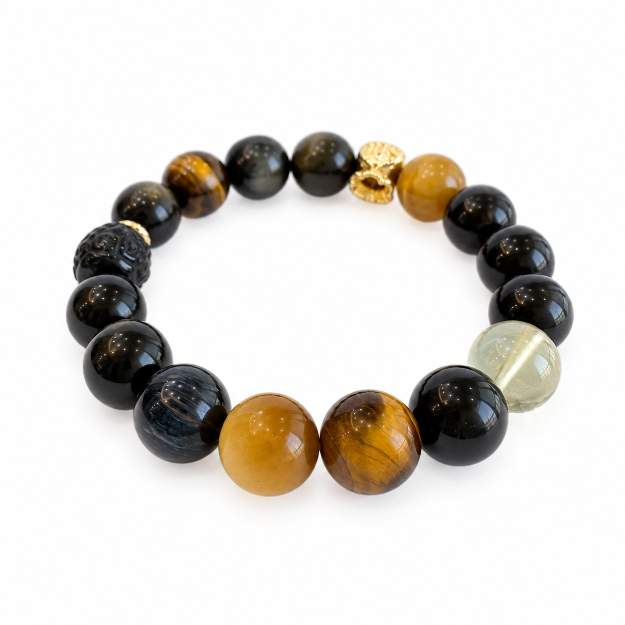 Earth & Metal NFC Obsidian Bracelet for Men | Gold Sheen Obsidian - Image 4