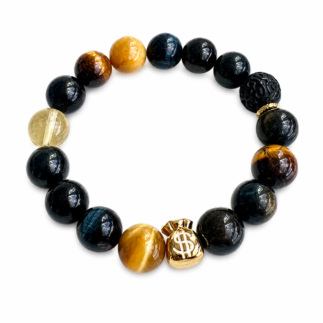 Earth & Metal NFC Obsidian Bracelet for Men | Gold Sheen Obsidian - Image 3