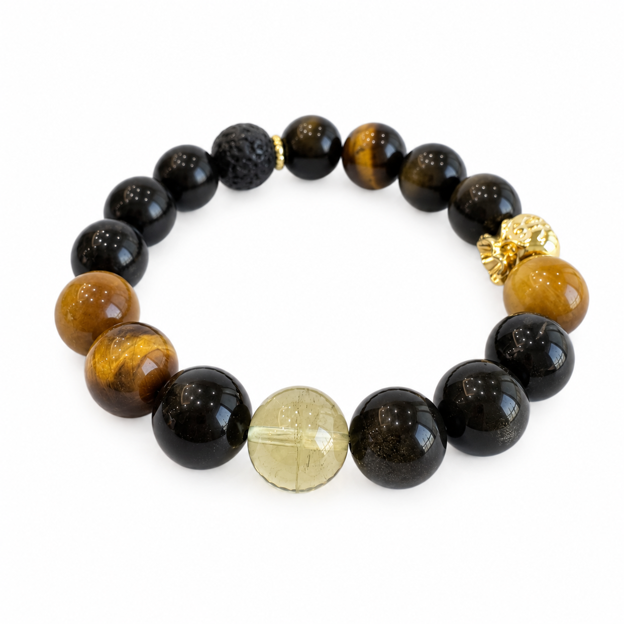 Earth & Metal NFC Obsidian Bracelet for Men | Gold Sheen Obsidian - Image 2