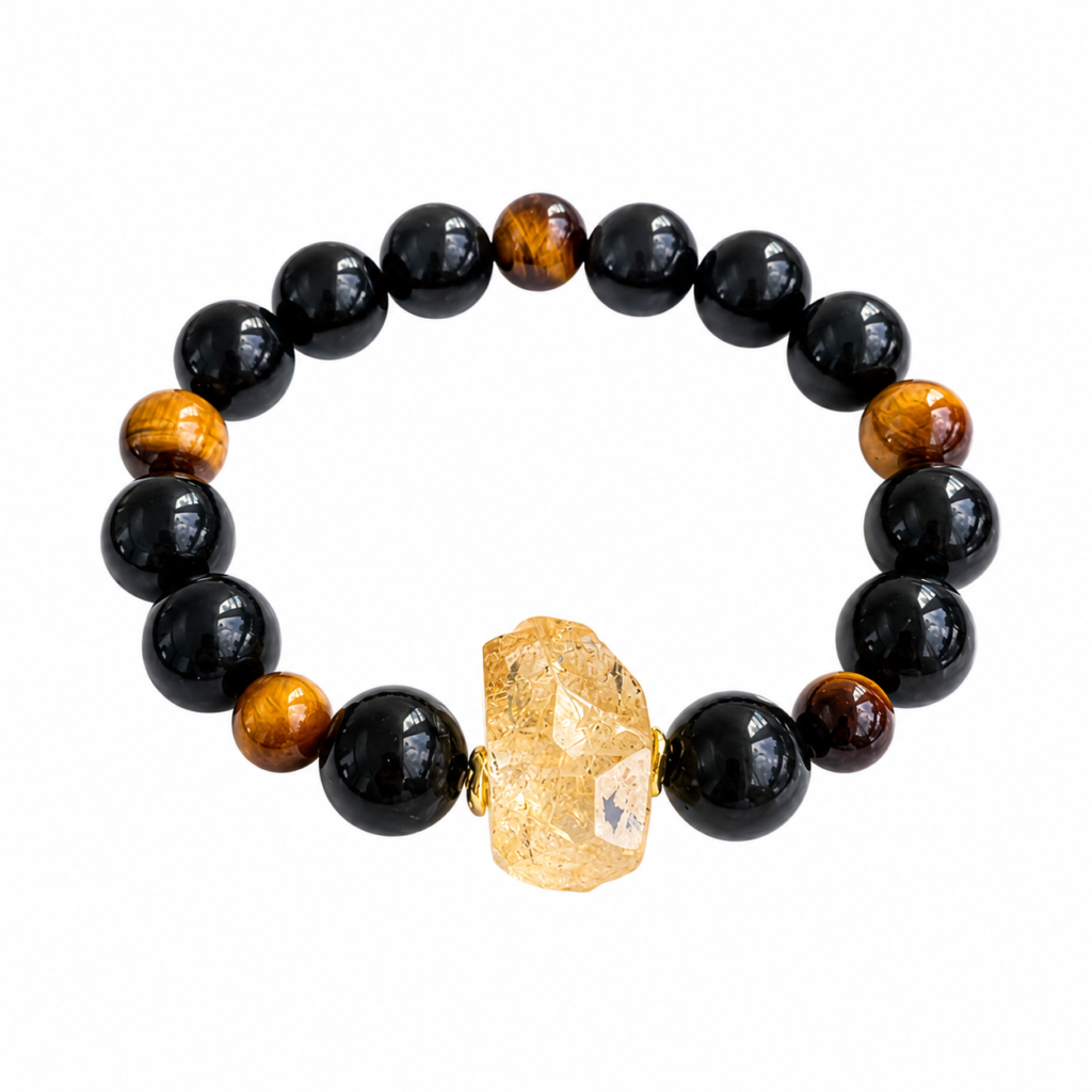 Earth & Metal NFC Obsidian Bracelet for Men | Rainbow Obsidian