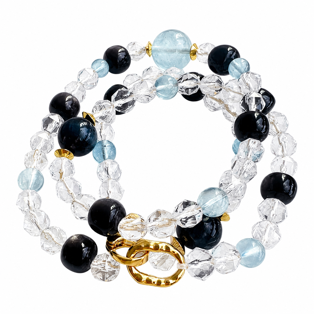 Gold & Water NFC Obsidian Bracelet for Men | Silver Sheen Obsidian - Image 4