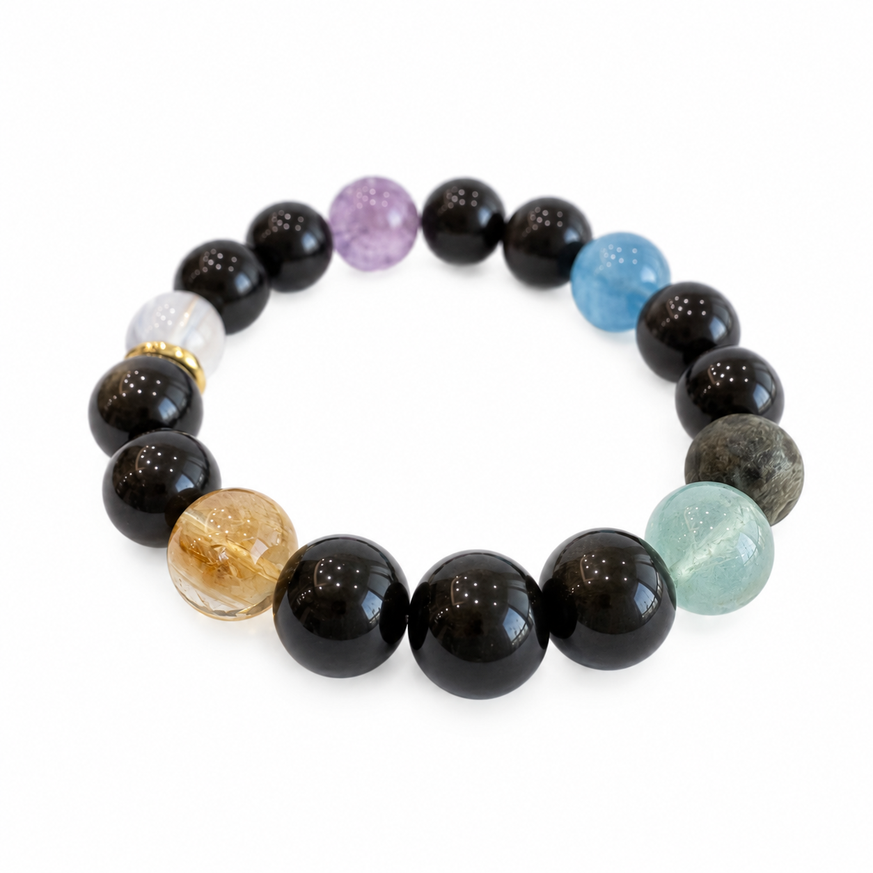 Five Elements NFC Obsidian Bracelet for Men | Multi-Gemstone - Image 2