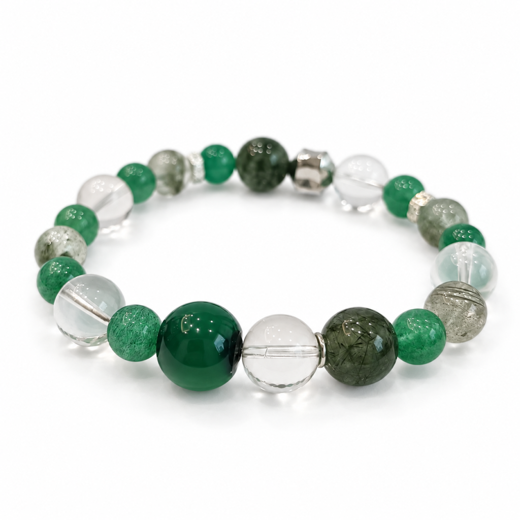 Wood Element NFC Crystal Bracelet | Green Phantom Quartz