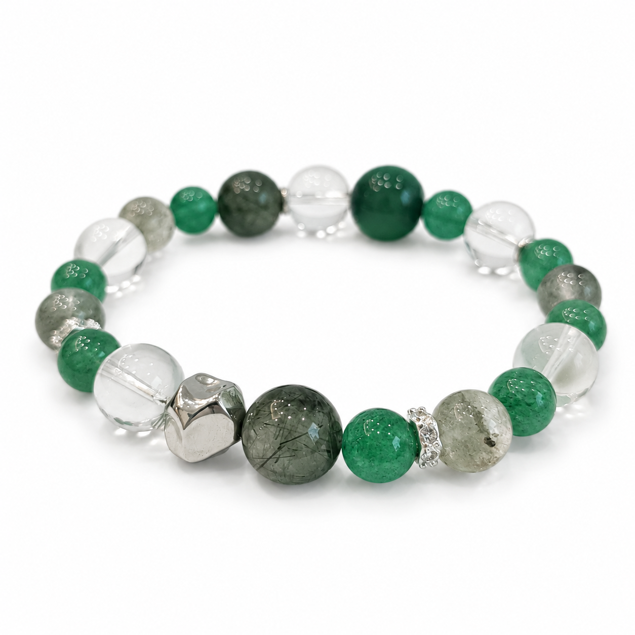 Wood Element NFC Crystal Bracelet | Green Phantom Quartz - Image 5