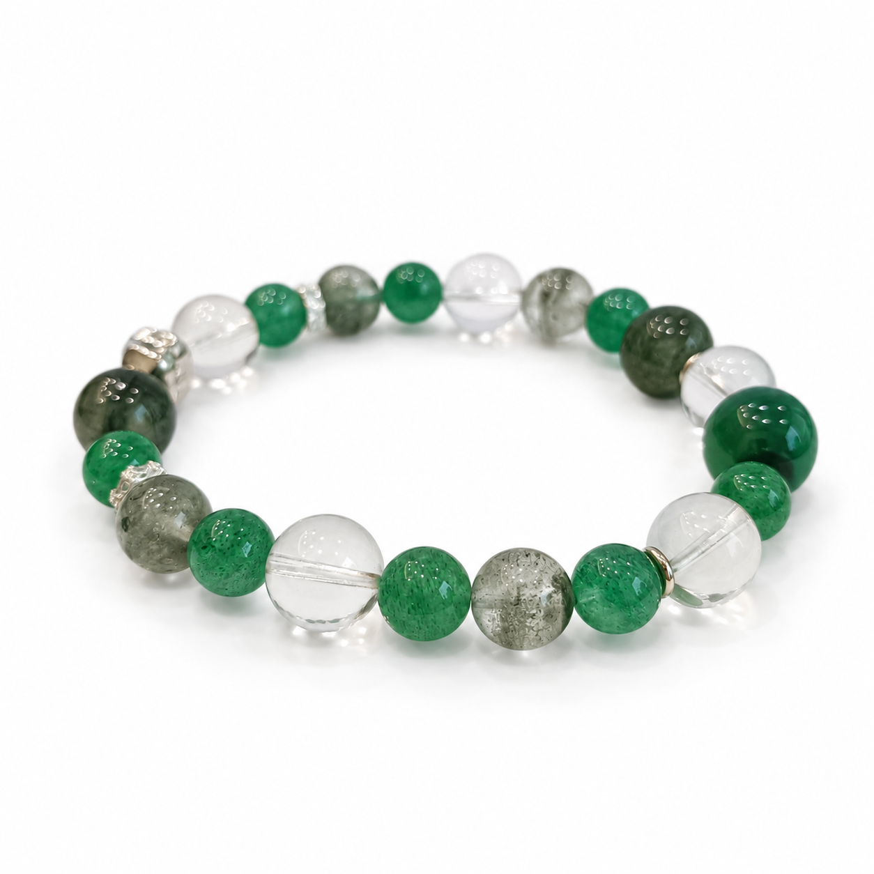 Wood Element NFC Crystal Bracelet | Green Phantom Quartz - Image 2