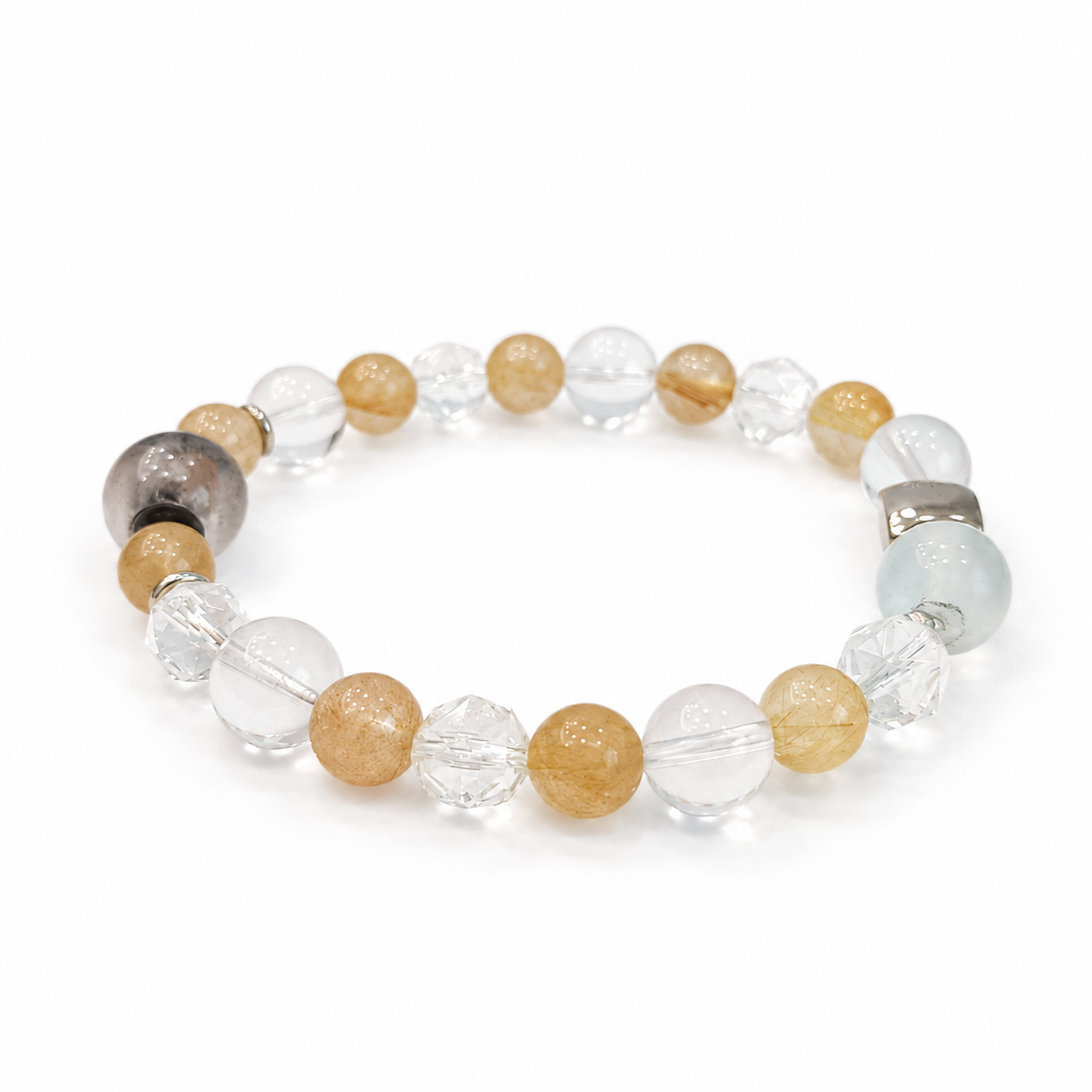 Metal Element NFC Crystal Bracelet | Clear Quartz & Rutilated Quartz - Image 4