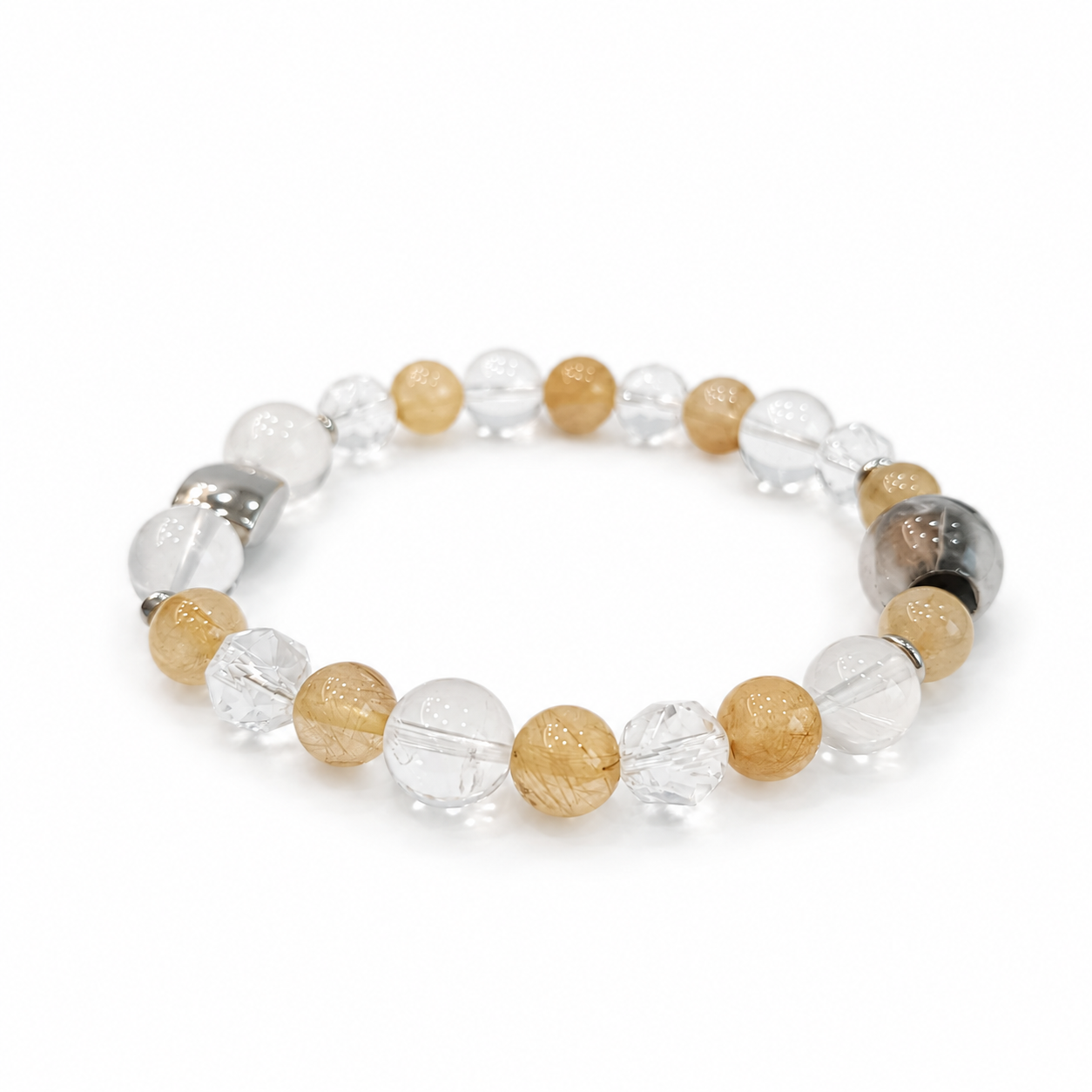 Metal Element NFC Crystal Bracelet | Clear Quartz & Rutilated Quartz - Image 2