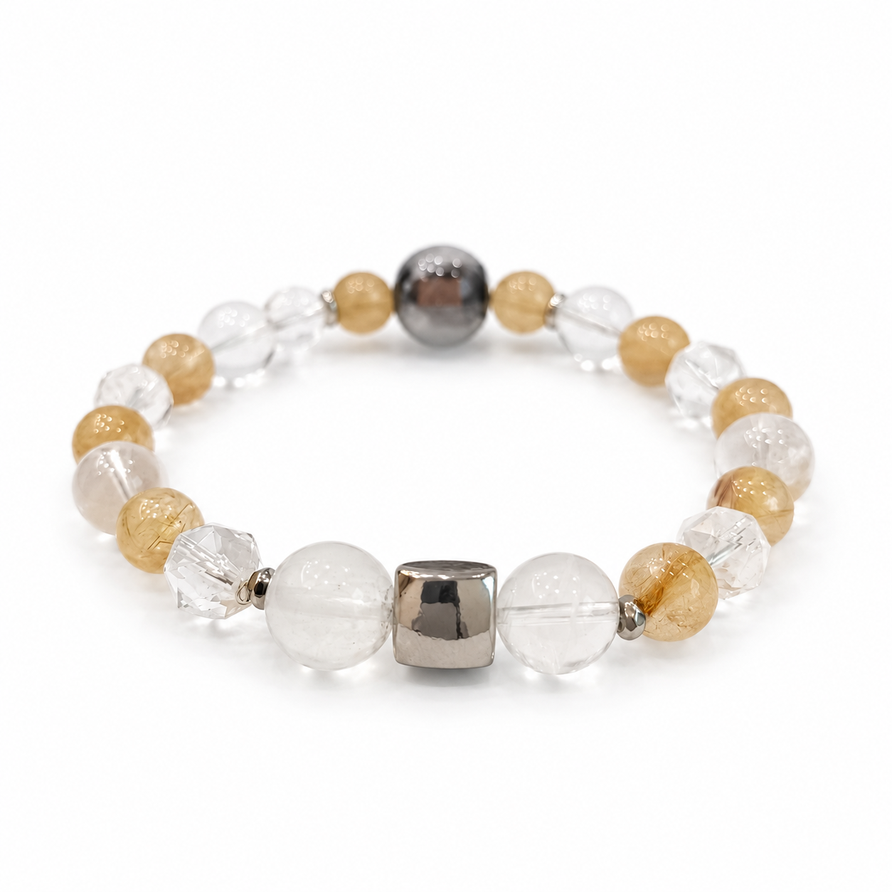 Metal Element NFC Crystal Bracelet | Clear Quartz & Rutilated Quartz - Image 3