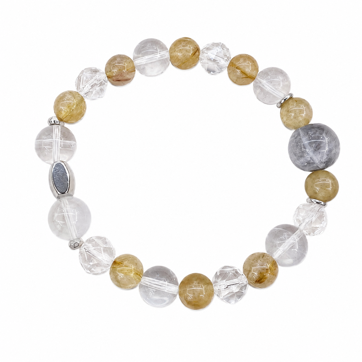 Metal Element NFC Crystal Bracelet | Clear Quartz & Rutilated Quartz - Image 5
