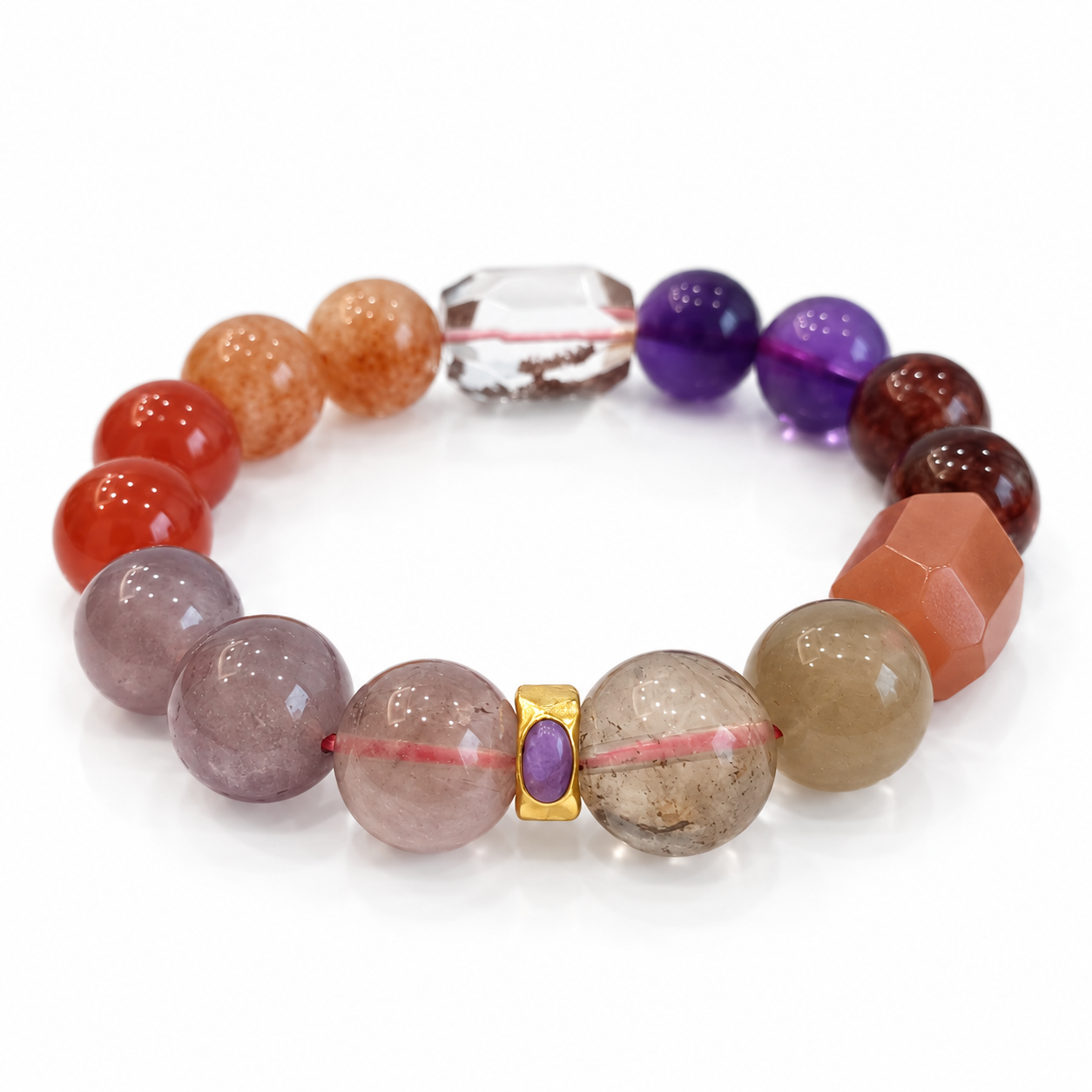 Fire Element NFC Crystal Bracelet | Red Quartz & Amethyst - Image 4