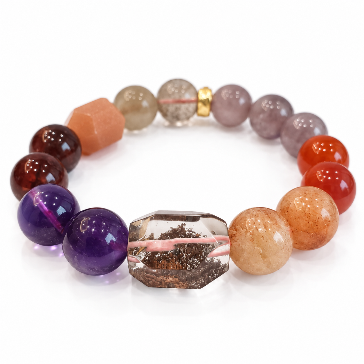 Fire Element NFC Crystal Bracelet | Red Quartz & Amethyst