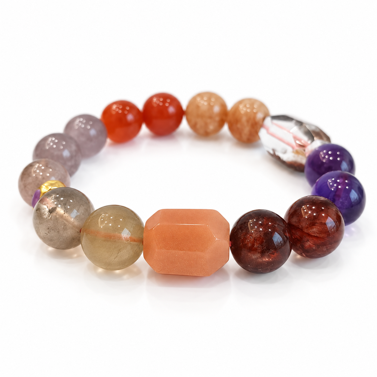 Fire Element NFC Crystal Bracelet | Red Quartz & Amethyst - Image 3