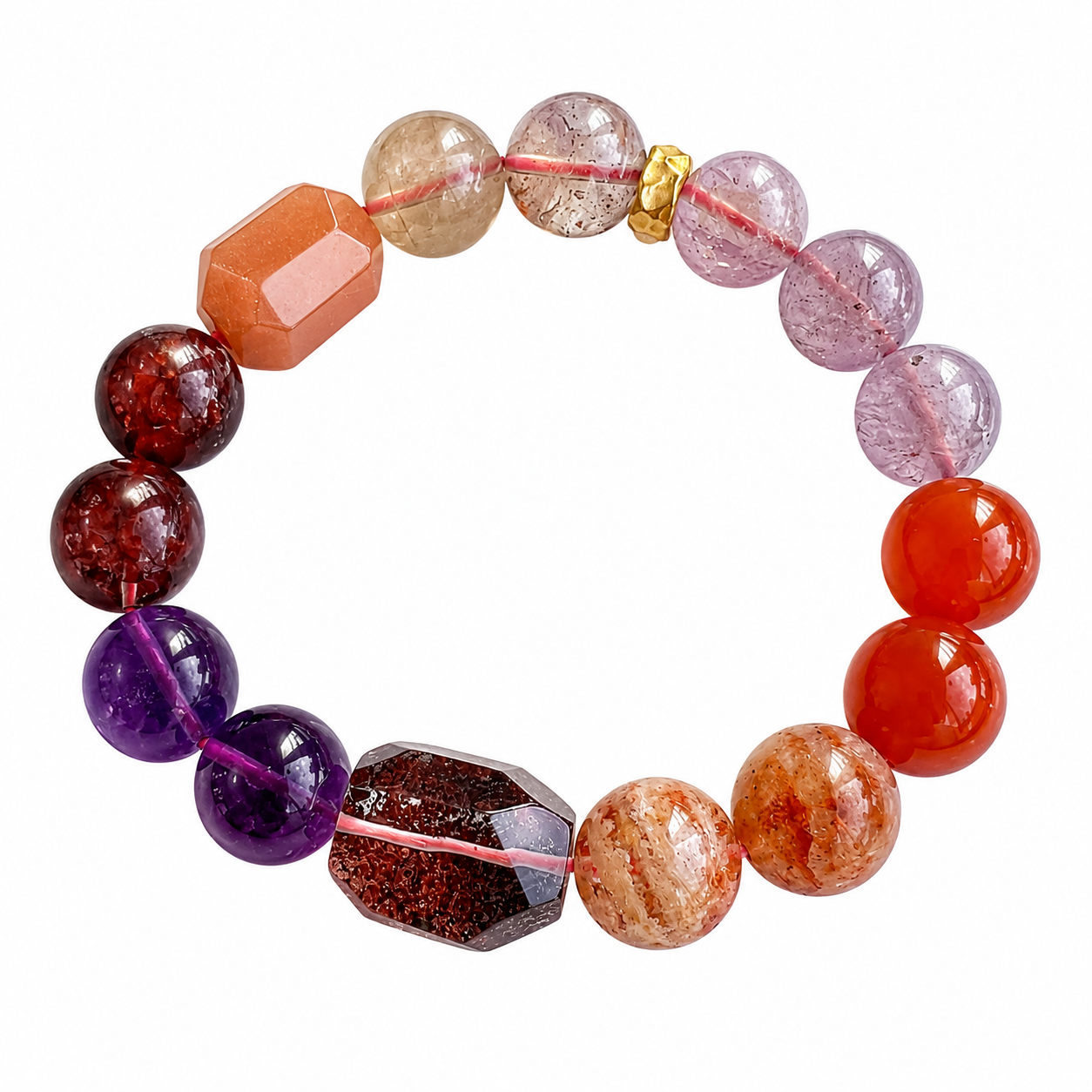 Fire Element NFC Crystal Bracelet | Red Quartz & Amethyst - Image 5