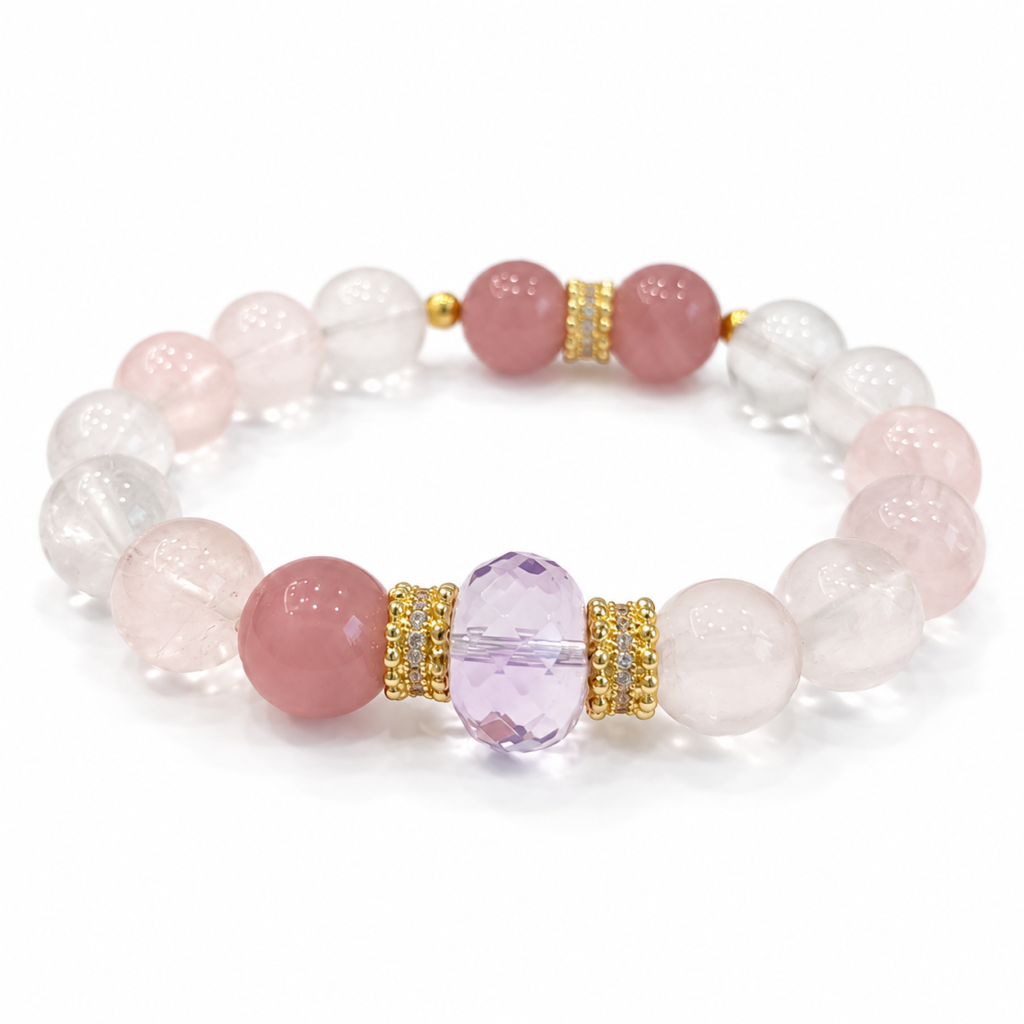 Fire Element NFC Crystal Bracelet | Rose Quartz & Amethyst