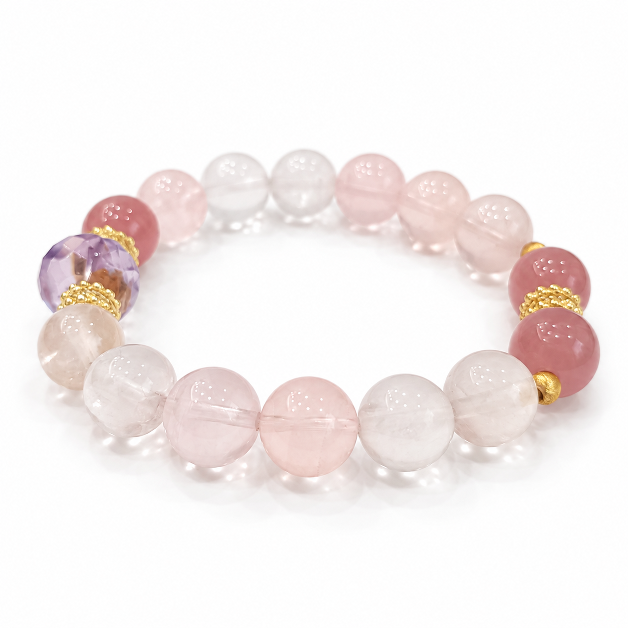 Fire Element NFC Crystal Bracelet | Rose Quartz & Amethyst - Image 4