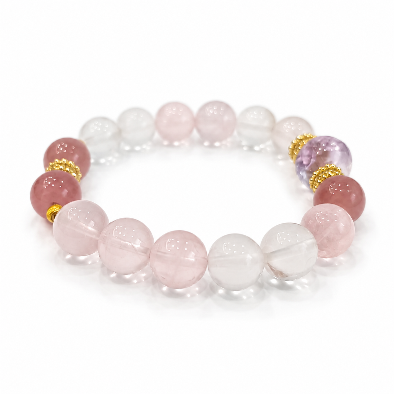 Fire Element NFC Crystal Bracelet | Rose Quartz & Amethyst - Image 3
