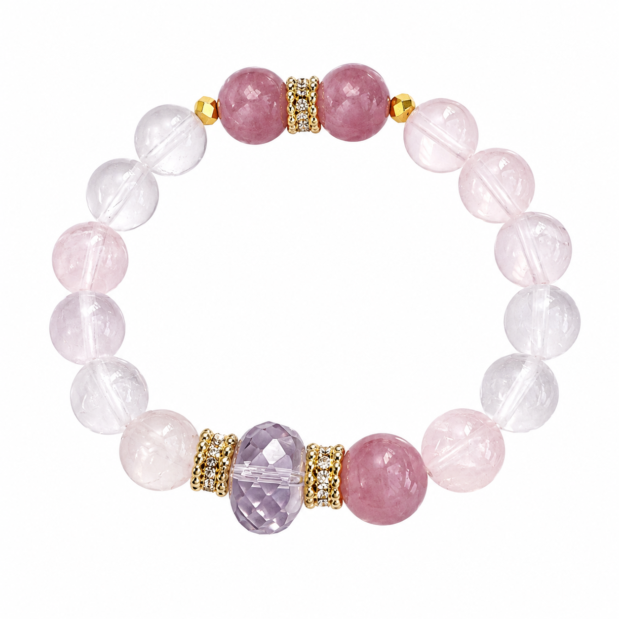 Fire Element NFC Crystal Bracelet | Rose Quartz & Amethyst - Image 5