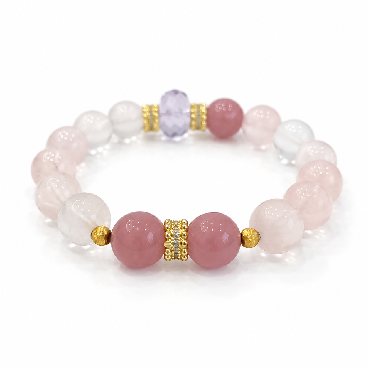 Fire Element NFC Crystal Bracelet | Rose Quartz & Amethyst - Image 2