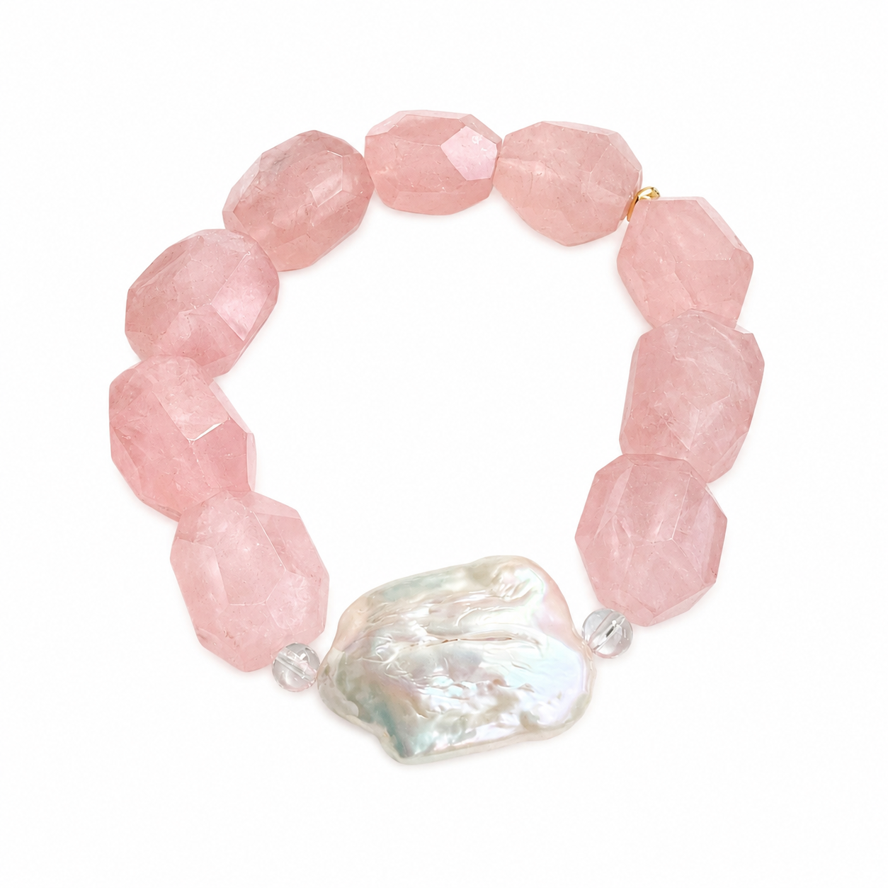 Fire Element Crystal Bracelet | Rose Quartz & Baroque Pearl - Image 5
