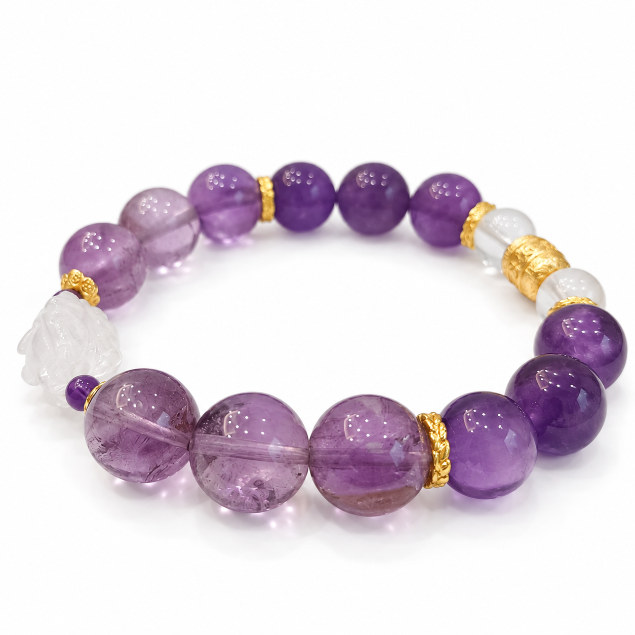 Fire Element NFC Crystal Bracelet | Amethyst & Clear Quartz - Image 4