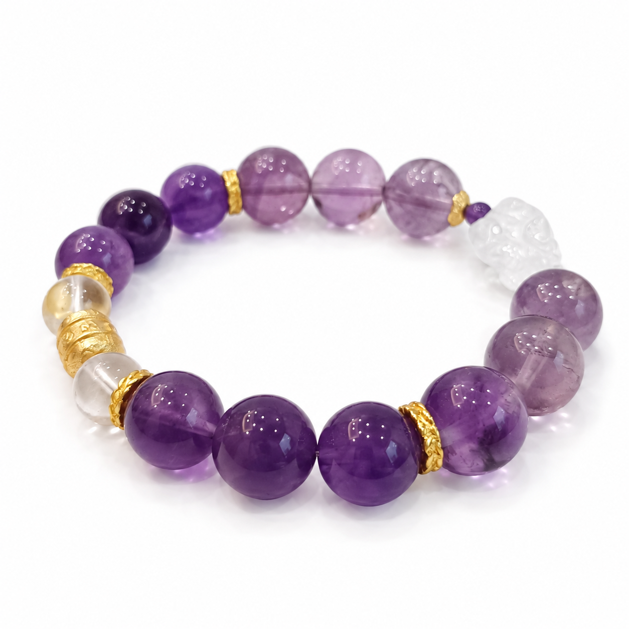 Fire Element NFC Crystal Bracelet | Amethyst & Clear Quartz - Image 3