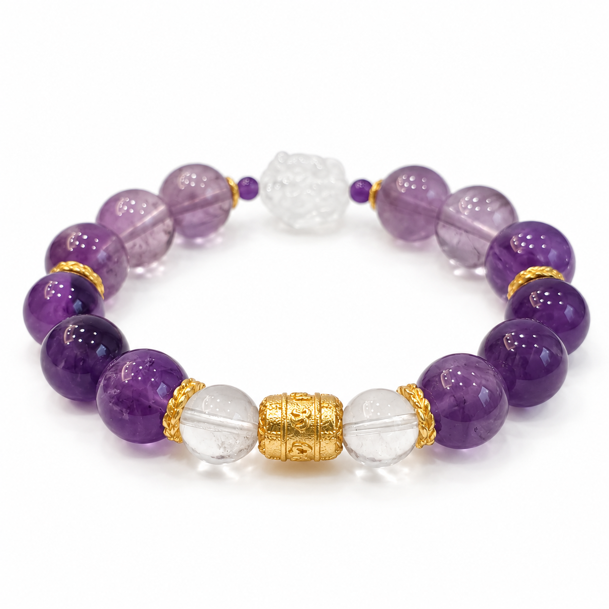 Fire Element NFC Crystal Bracelet | Amethyst & Clear Quartz - Image 2