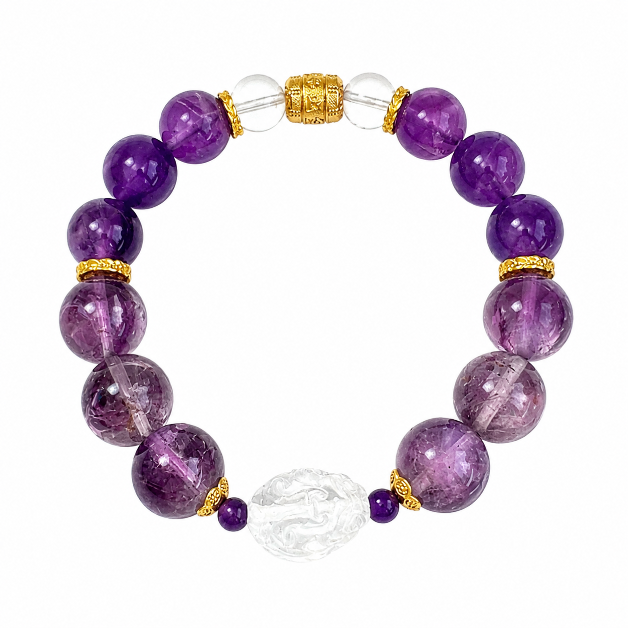 Fire Element NFC Crystal Bracelet | Amethyst & Clear Quartz - Image 5