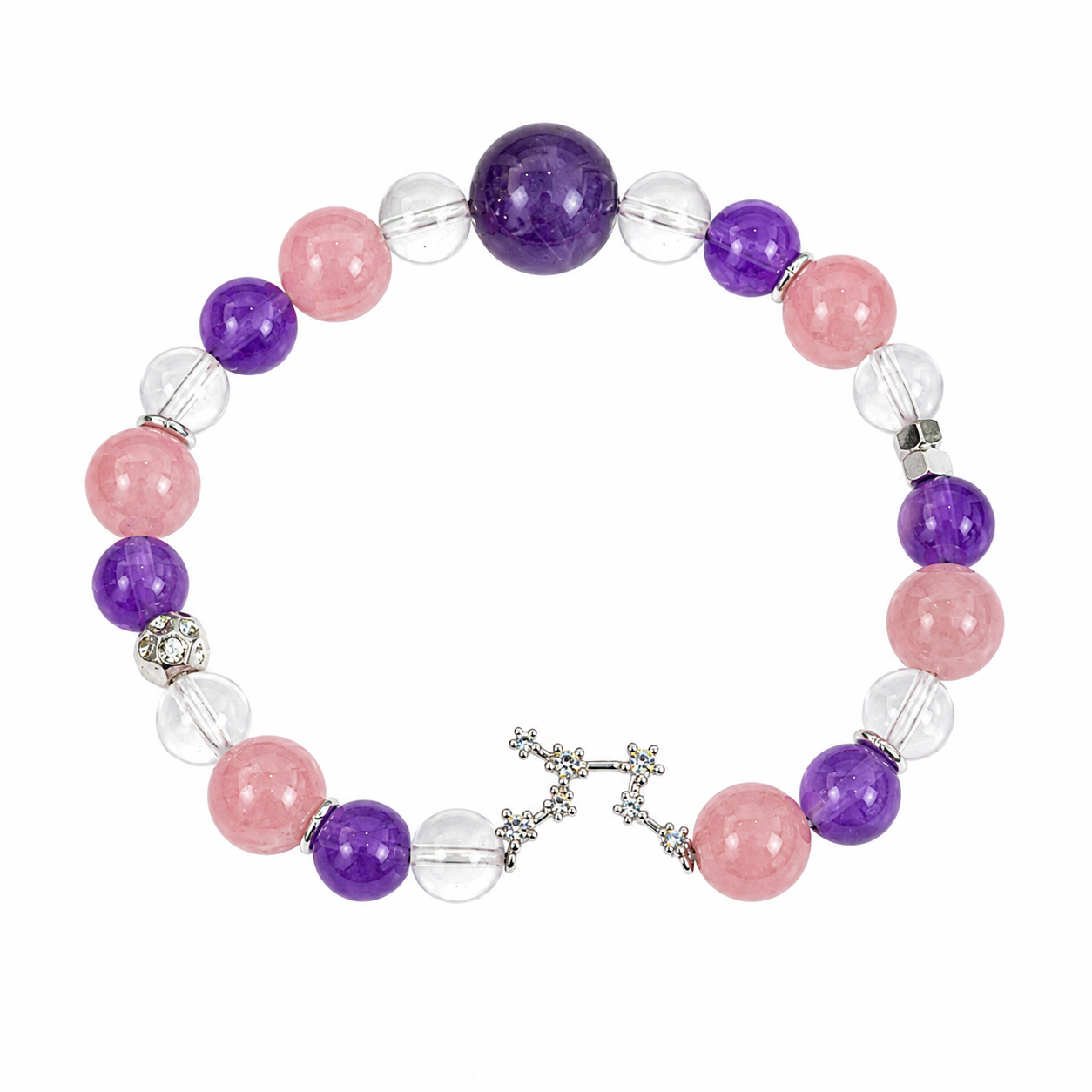 Virgo NFC Crystal Bracelet | Rose Quartz & Amethyst - Image 5