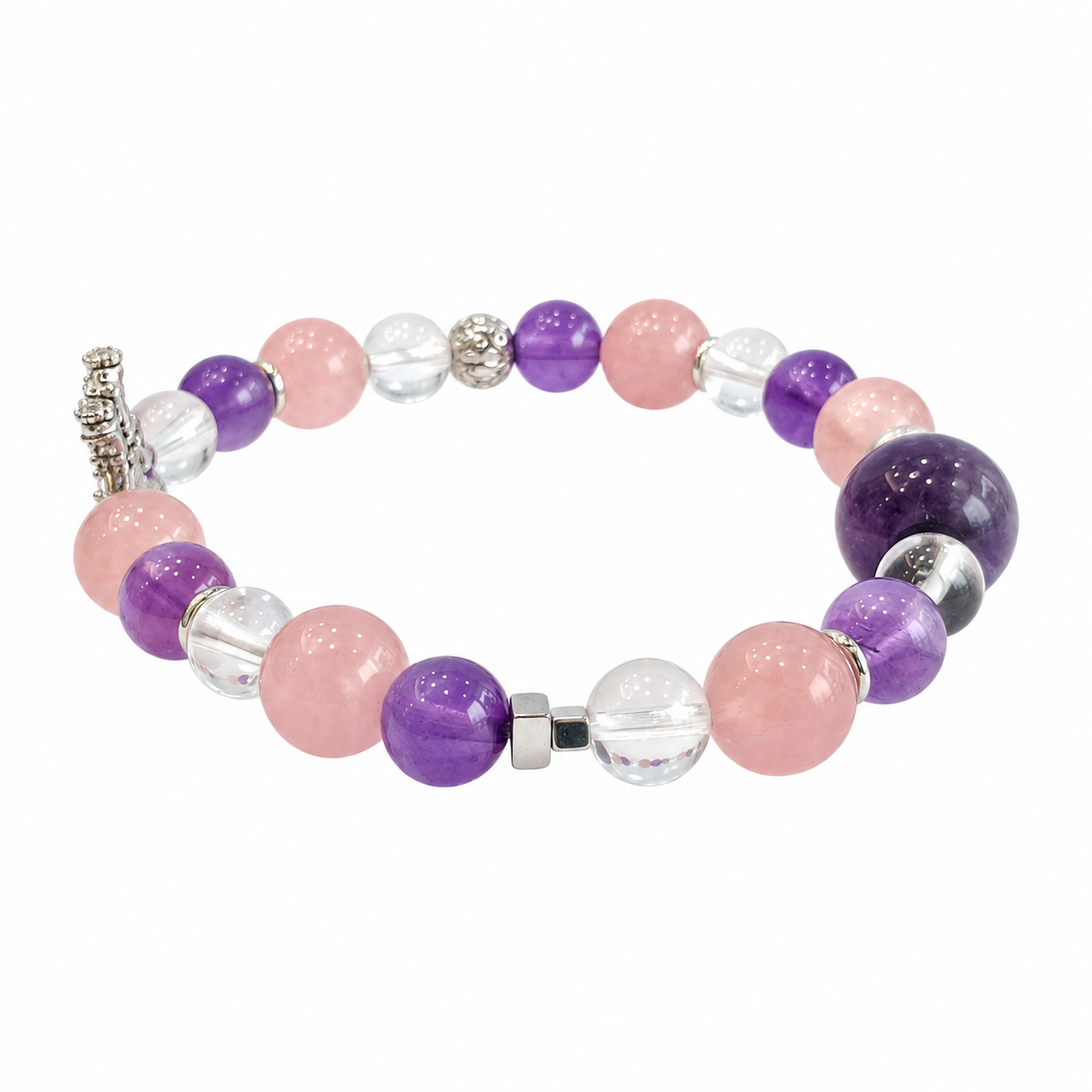 Virgo NFC Crystal Bracelet | Rose Quartz & Amethyst - Image 3