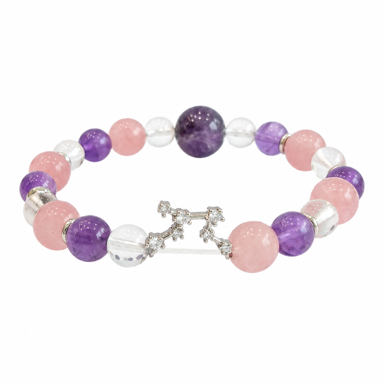 Virgo NFC Crystal Bracelet | Rose Quartz & Amethyst - Image 2
