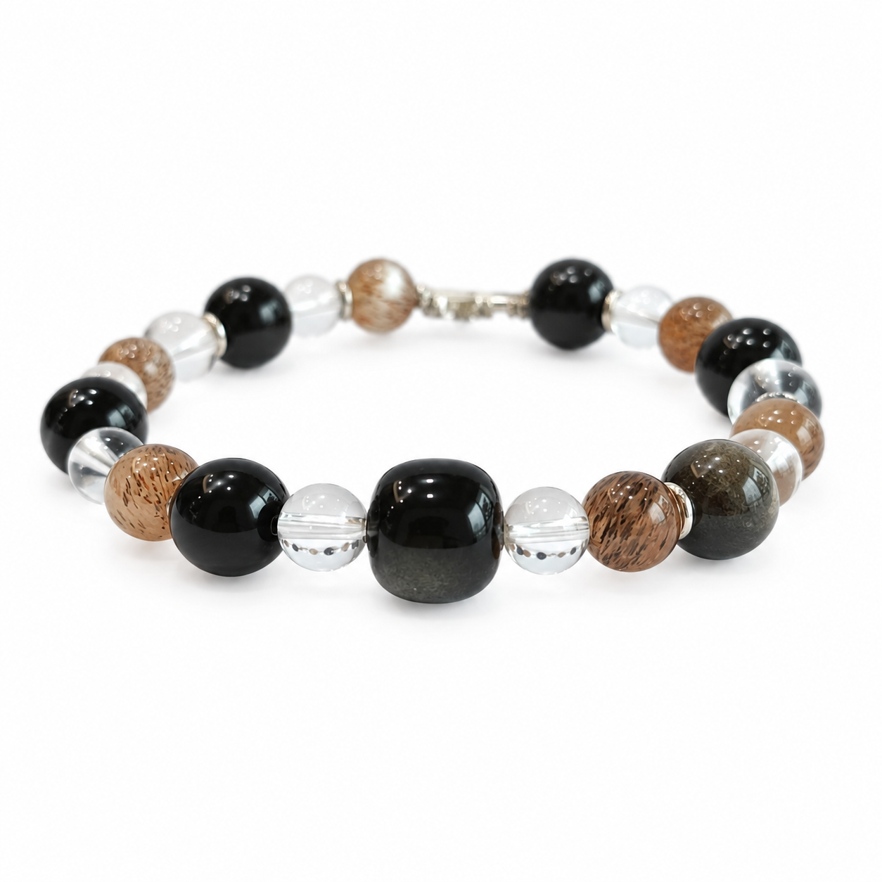 Scorpio NFC Crystal Bracelet | Obsidian & Clear Quartz