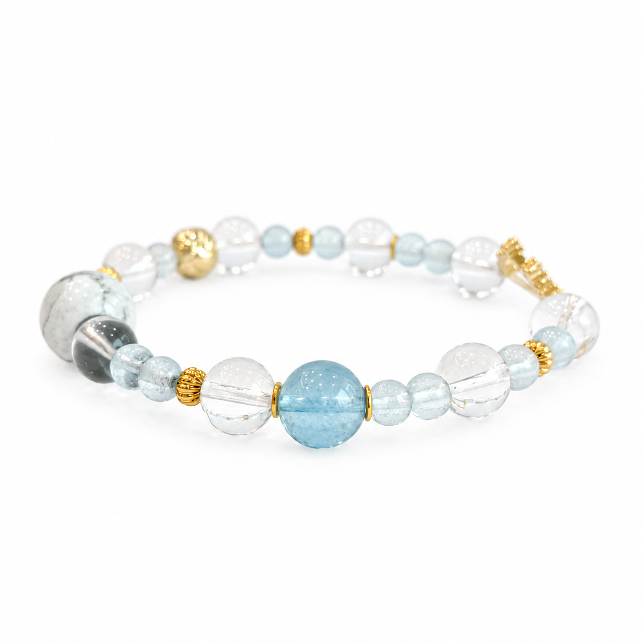 Libra NFC Crystal Bracelet | Aquamarine & Clear Quartz - Image 3