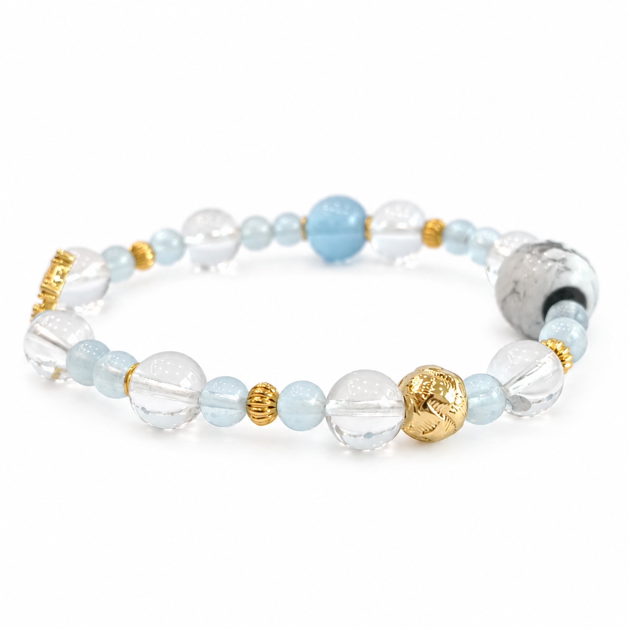 Libra NFC Crystal Bracelet | Aquamarine & Clear Quartz - Image 2