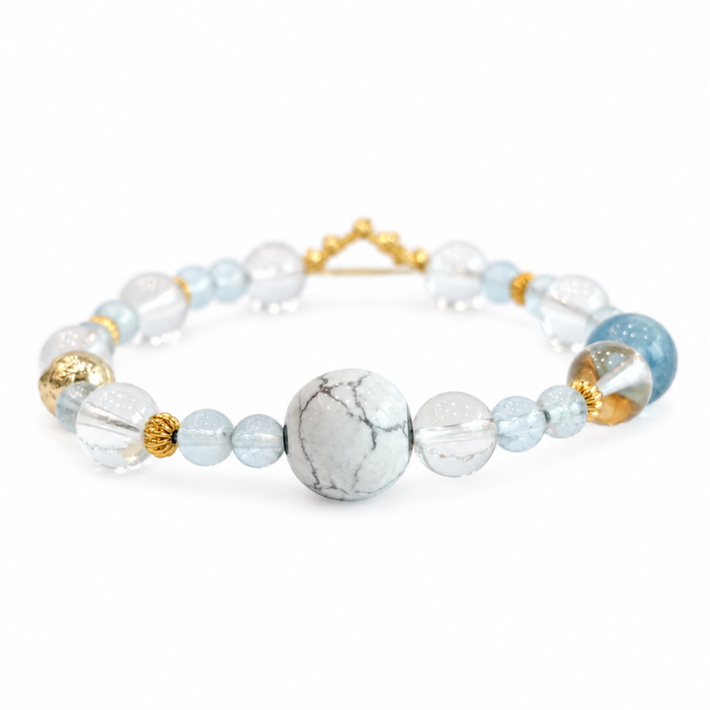 Libra NFC Crystal Bracelet | Aquamarine & Clear Quartz